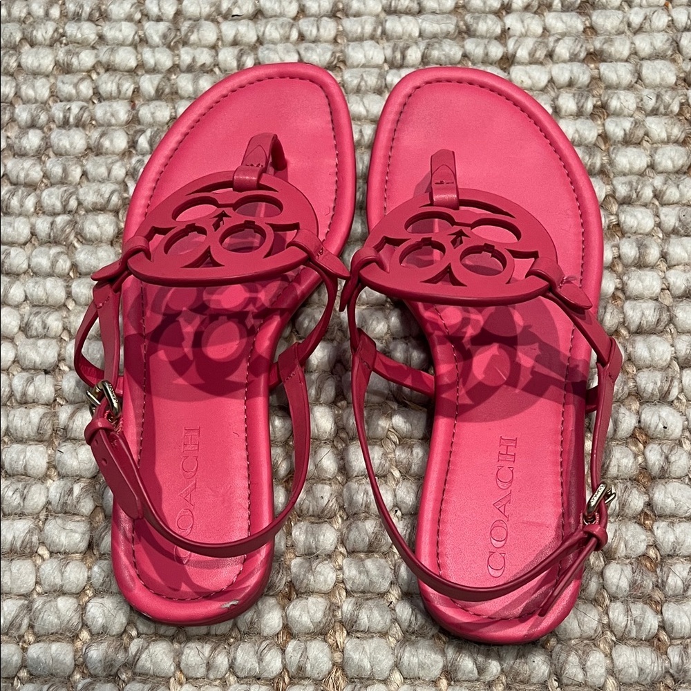 Pink Coach Jaci leather Sandals - Picture 6 of 10